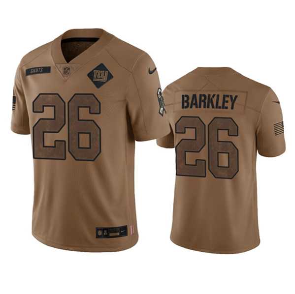 Men%27s New York Giants #26 Saquon Barkley 2023 Brown Salute To Service Limited Football Stitched Jersey Dyin->new york jets->NFL Jersey